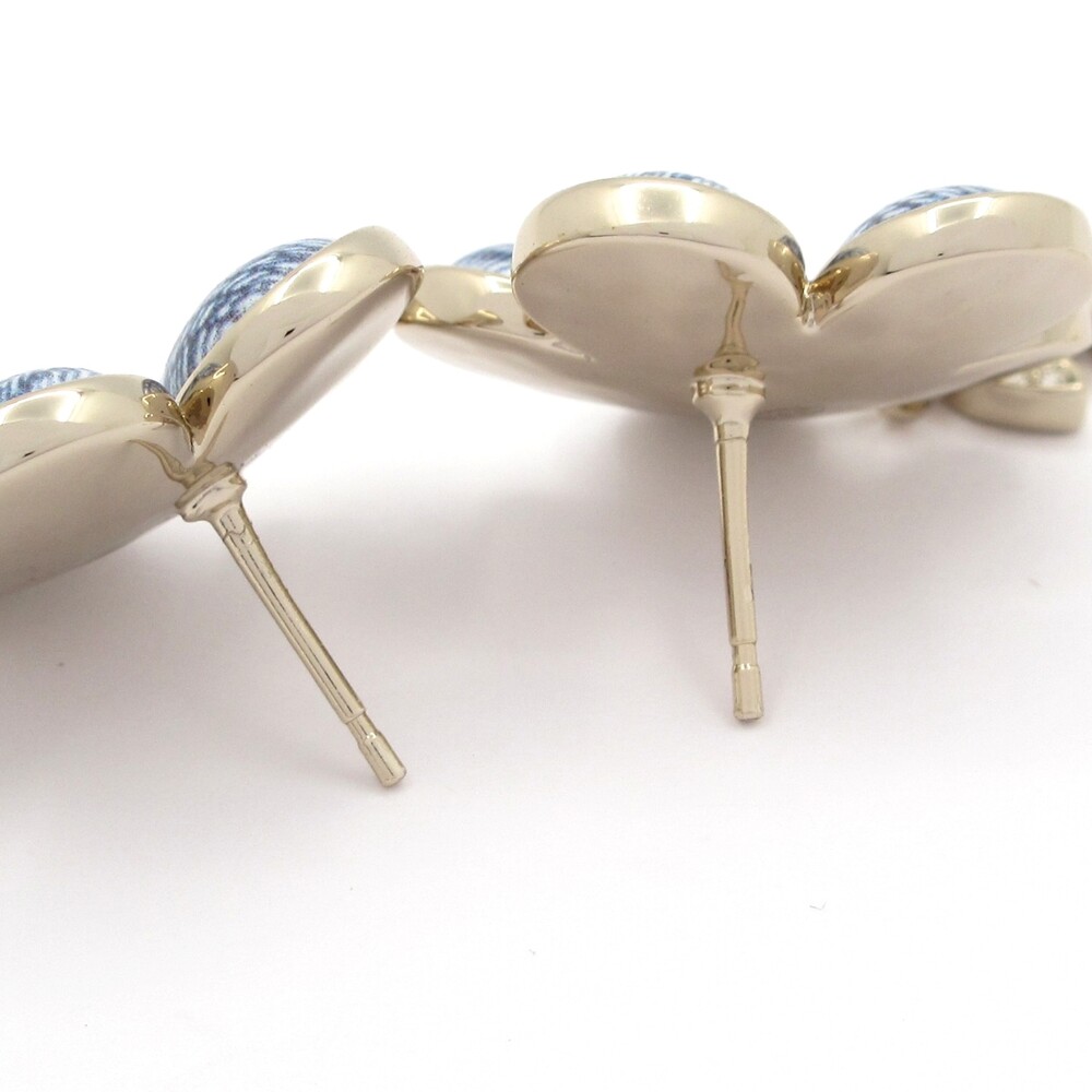 Chanel Coco Earrings Gold Light Blue Clear - Picture 4 of 7